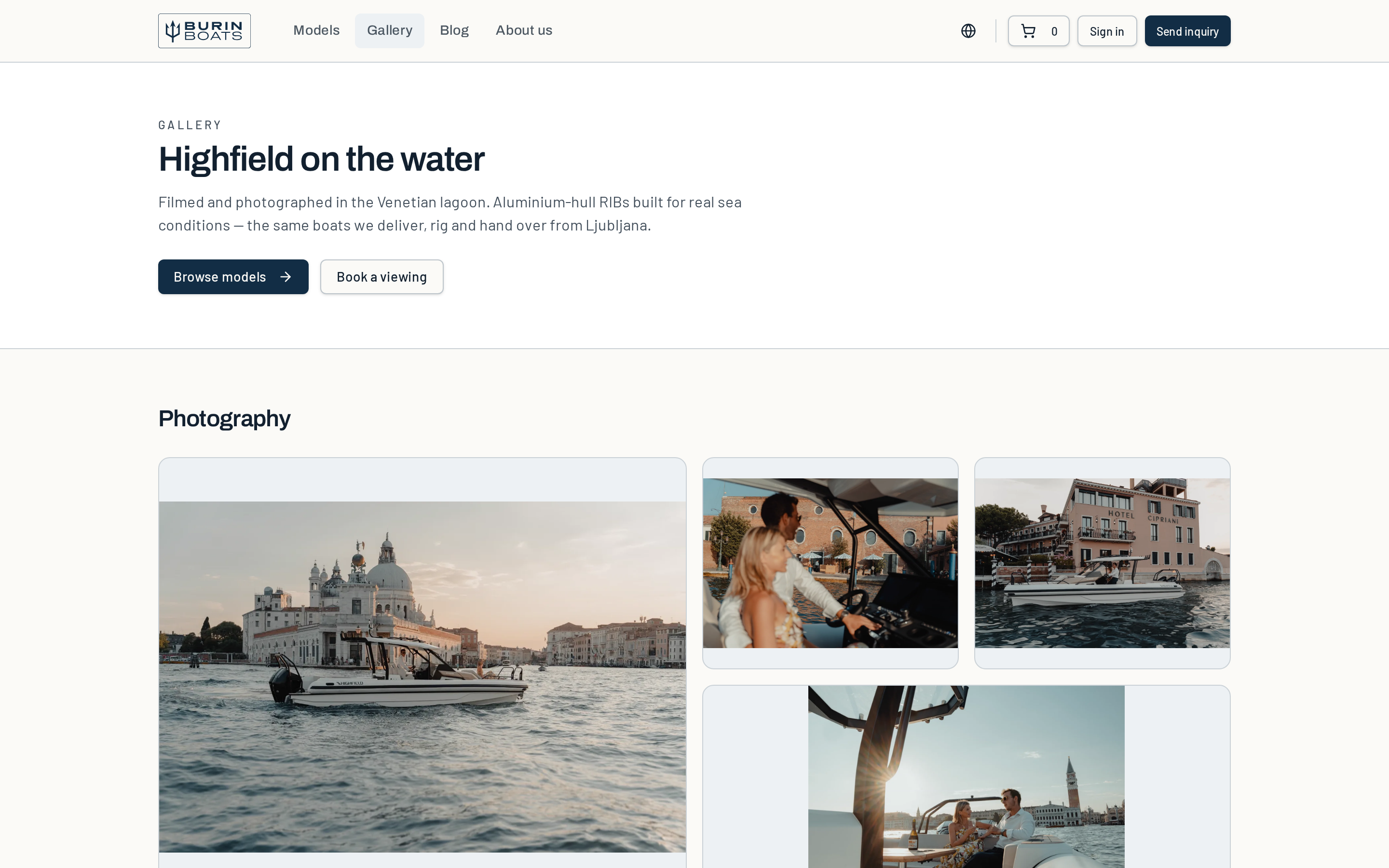 Gallery and merchandising pages